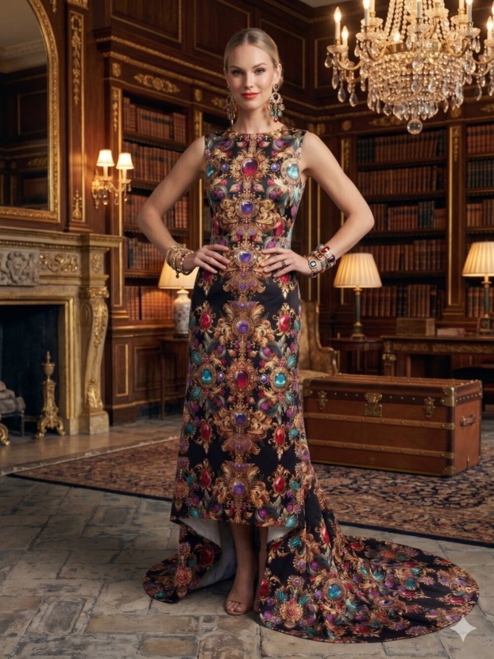 Conceptual Subculture Bejewled Dress Gemstone Baroque Victorian Runway Size L/XL